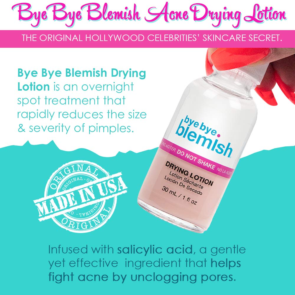 Bye Bye Blemish Acne Drying Lotion, On-the-Spot Pimple Treatment, Reduce Pimples Overnight, Beauty Skincare Essential - 1oz. (2-Pack) Beauty & Personal Care Bye Bye Blemish