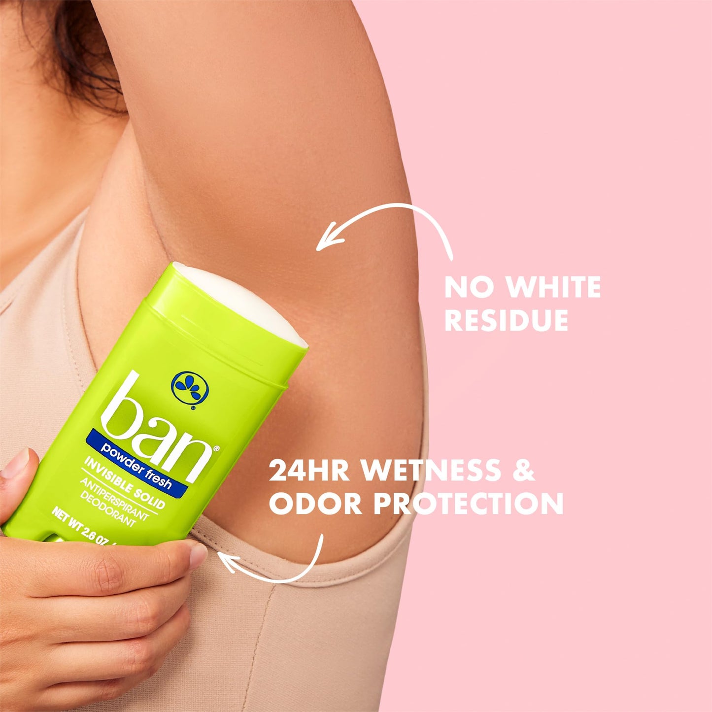 Ban Invisible Solid Antiperspirant Deodorant for Women and Men, 24-Hour Underarm Odor & Sweat Protection, Powder Fresh, 2.6 Oz, Pack of 4 Beauty and Personal Care Ban