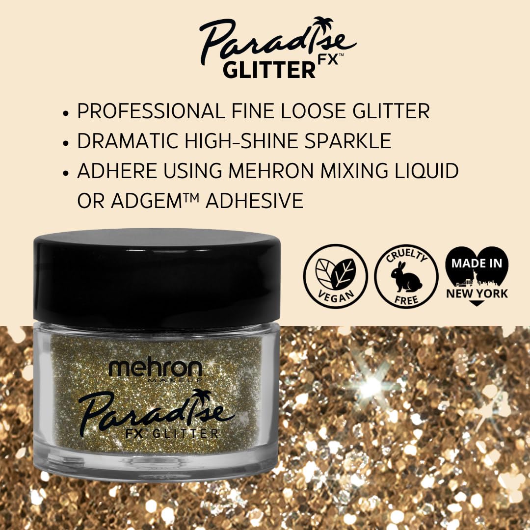 Mehron Makeup Paradise AQ Glitter Face and Body Paint, GOLD - .25 oz Beauty & Personal Care Mehron