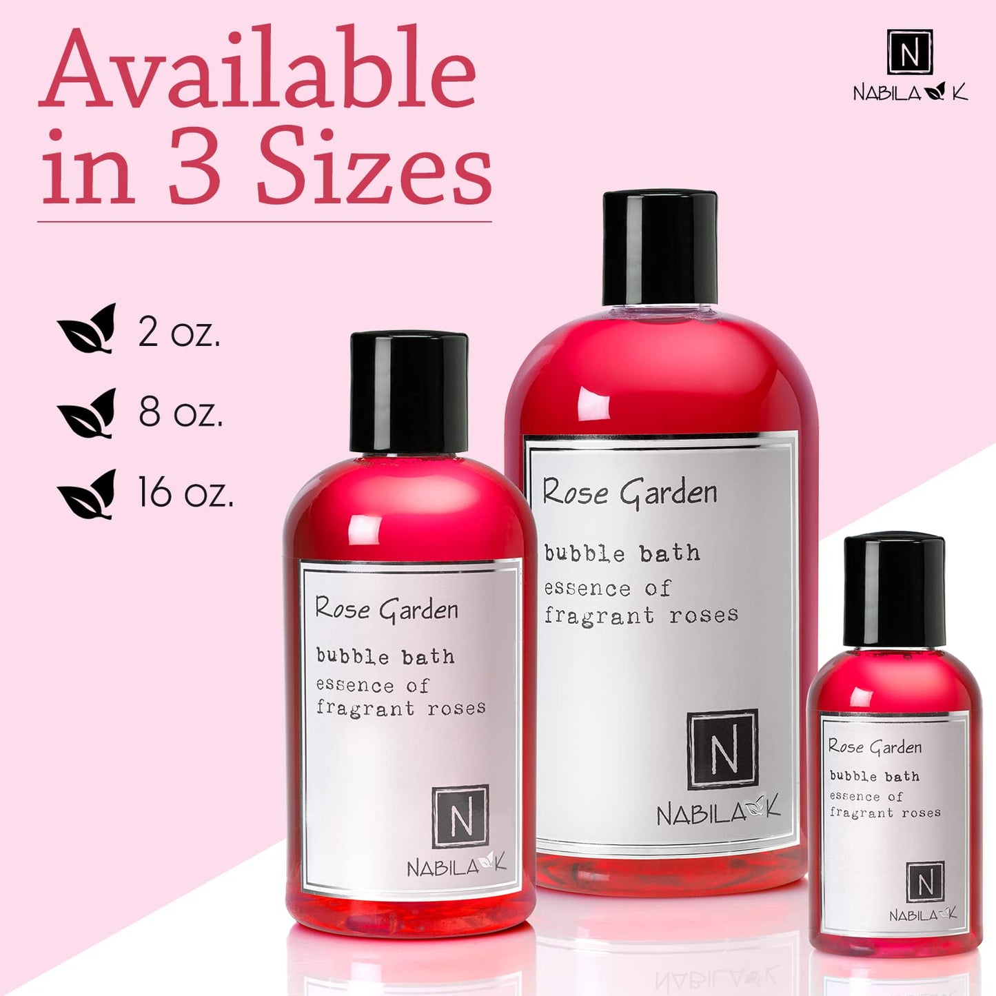 Nabila K Rose Garden Travel Size Bubble Bath with Rose Essential Oils - Natural & Organic, Sulfate-Free, Tear-Free - Aromatherapy Floral Bath Soak Beauty and Personal Care Nabila K