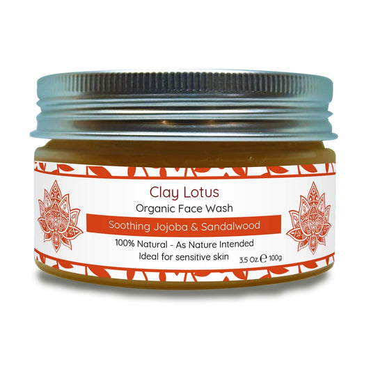 Clay Lotus Organic Face Wash – Gentle Cleanser with Jojoba & Sandalwood, 100% Natural, Hydrating & Brightening, Vegan Formula for Sensitive Skin Beauty & Personal Care Clay Lotus