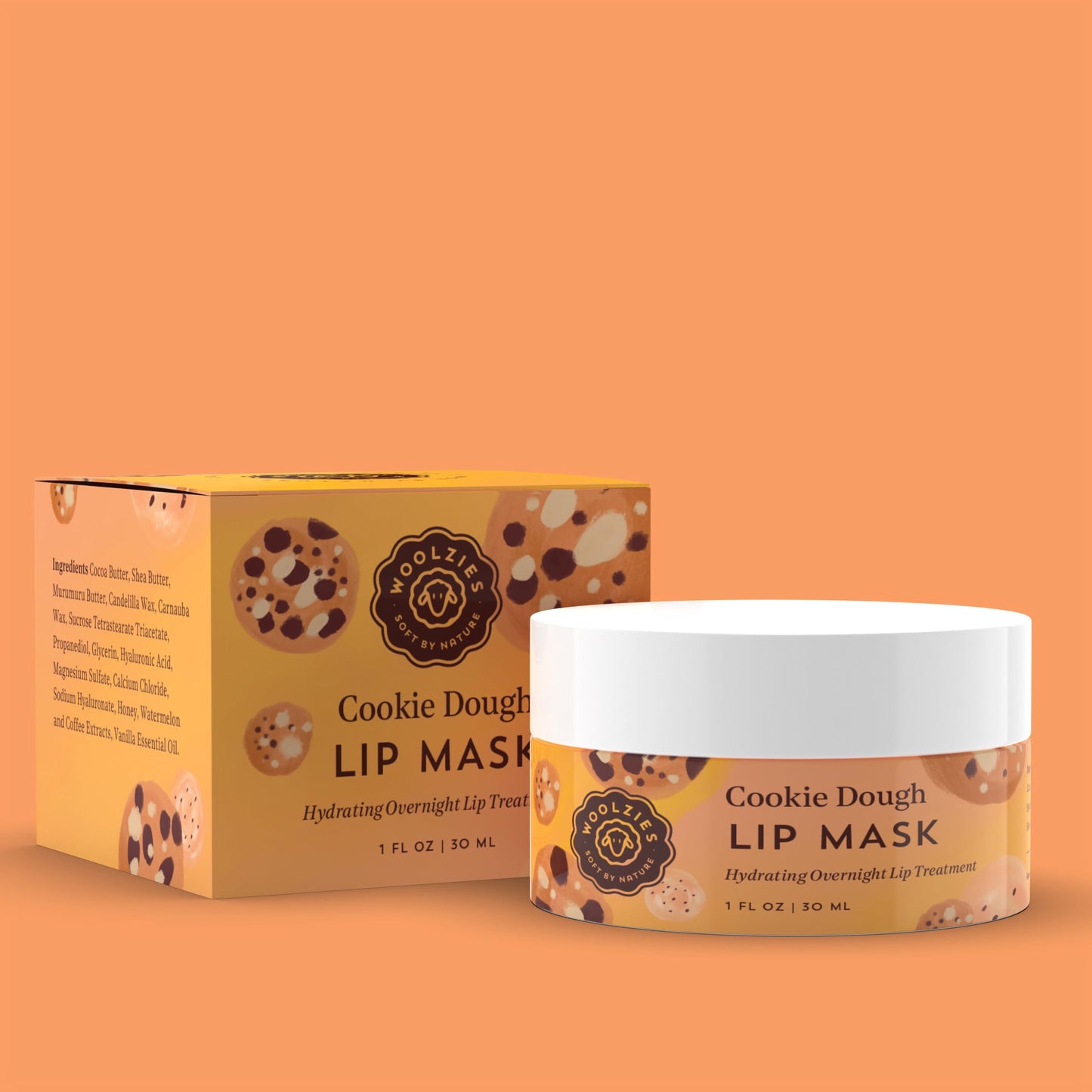 Hydrating Lip Mask with Hyaluronic Acid - Overnight Treatment for Soft, Smooth Lips - Shea Butter, Vitamin E & Natural Oils - 1 oz Jar (1 Ounce Beauty and Personal Care Woolzies