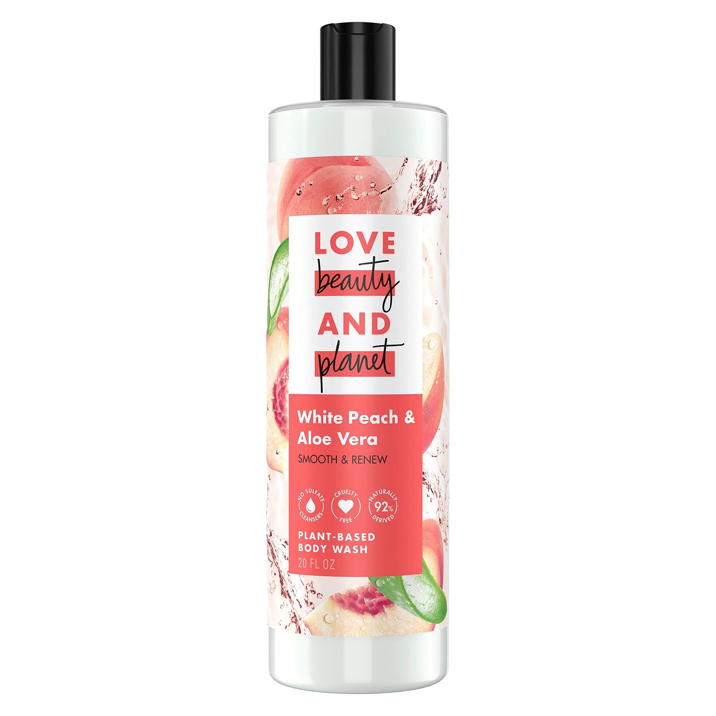 Love Beauty and Planet Plant-Based Body Wash Smooth & Renew White Peach & Aloe Vera No Sulfate Cleansers, Cruelty Free, 92% Naturally Derived 20 oz Beauty & Personal Care Love Beauty And Planet