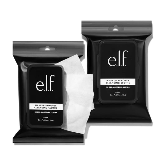 e.l.f., Fragrance-Free Cleansing Cloths, Lightweight, Hydrating, Soothing, Removes Makeup and Dirt, Purifies, Clarifies, Pack of 20, Compact Beauty & Personal Care e.l.f.