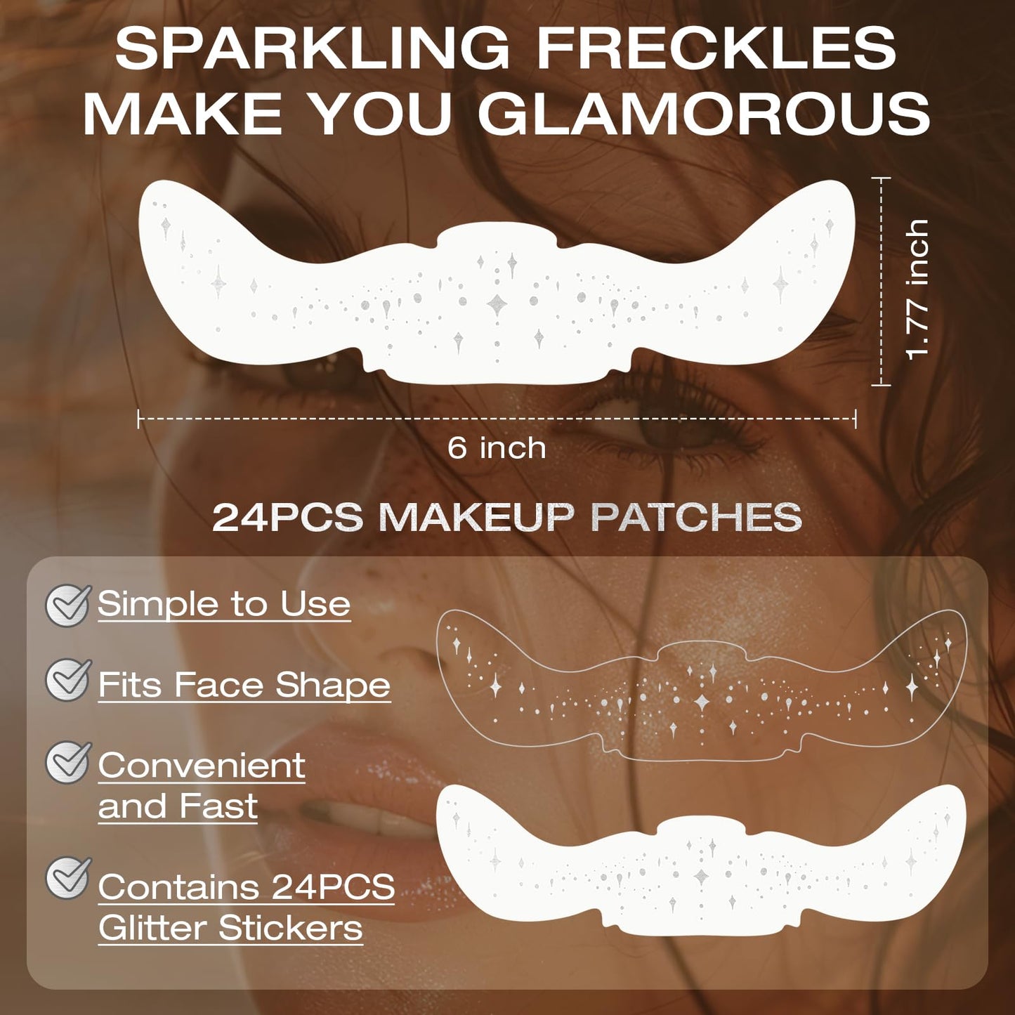 Leterly 24 Pcs Glitter Freckles Face Tattoo,Silver Face Glitter Makeup Patches Cute Sparkle Freckles Patches Waterproof Makeup Speckles for Face Beauty & Personal Care Leterly