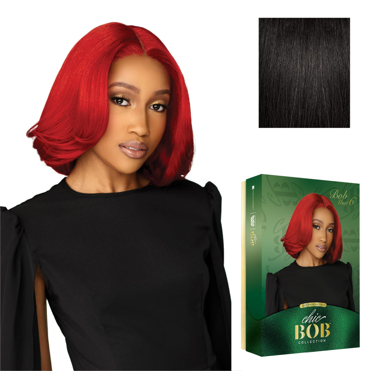 Sensationnel Chicbob Lace Frontwig-Bob Unit 6, 1B OFFBLACK