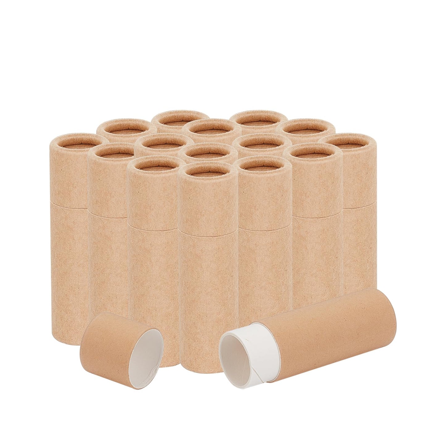 NICENEEDED 15Pcs 0.3oz Paperboard Lip Balm Tubes, Empty Kraft Paper Chapstick Tube Holder, Push-Up Style Solid Lip Gloss Container for DIY Homemade Beauty and Personal Care NICENEEDED