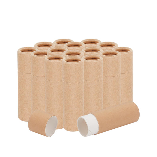 NICENEEDED 15Pcs 0.3oz Paperboard Lip Balm Tubes, Empty Kraft Paper Chapstick Tube Holder, Push-Up Style Solid Lip Gloss Container for DIY Homemade Beauty and Personal Care NICENEEDED