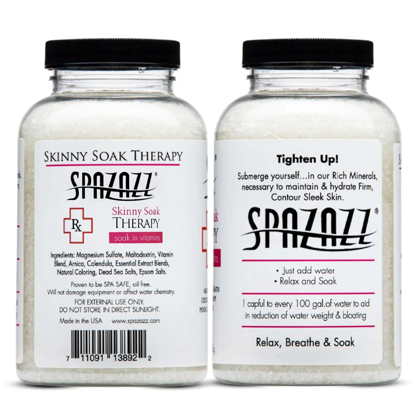 Spazazz RX Skinny Soak Therapy Natural Spa & Bath Salt Aromatherapy Crystals - 2 Pack 19oz Skinny Soak Magnesium Salt Crystals - Spa Essentials Beauty and Personal Care Spazazz