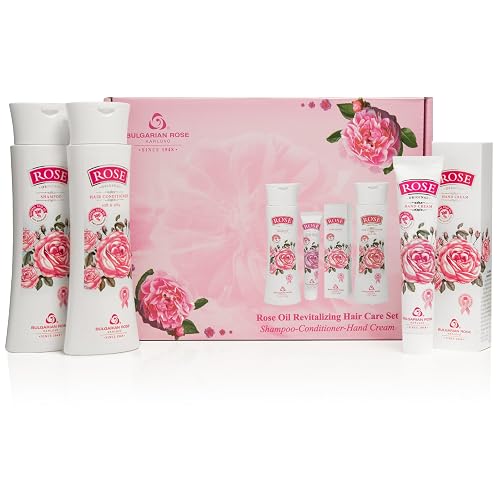 Rose Bulgarian Revitalizing Hair Care 3 Piece Gift Set - Natural Rose Shampoo, Hair Conditioner, Hand Cream Beauty & Personal Care BULGARIAN ROSE KARLOVO