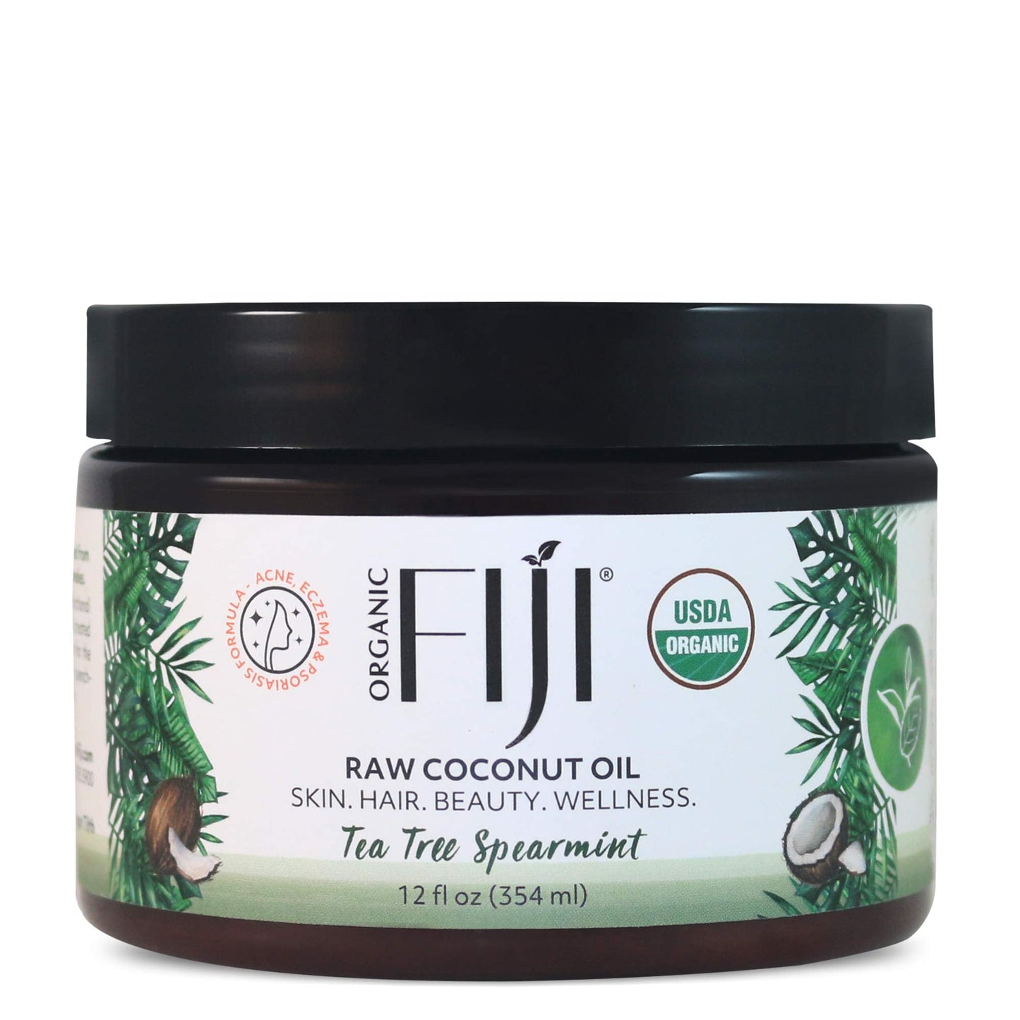 Organic Fiji Raw Cold Pressed Coconut Oil for Hair, Skin, Face & Body | Relaxing Massage Oil | Tea Tree Spearmint,12 oz for Women Men & Baby Beauty & Personal Care Organic Fiji