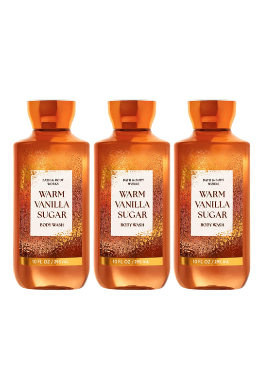 Bath & Body Works Warm Vanilla Sugar Body Wash - 3 Pack - 10 fl oz Each - Shea & Vitamin E - Vanilla, White Orchid & Sandalwood Scent Beauty & Personal Care Bath & Body Works