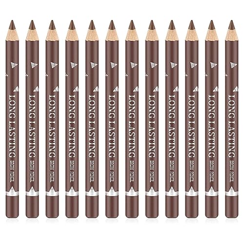 Go Ho 12 PCS Brown Eyebrow Eyeliner Pencils,Sweatproof Eyebrow Pencil,Long-lasting Nice Color Eye Brow Gel Pen Makeup Brow Tint Sticks?Medium Brown? Beauty & Personal Care Go Ho