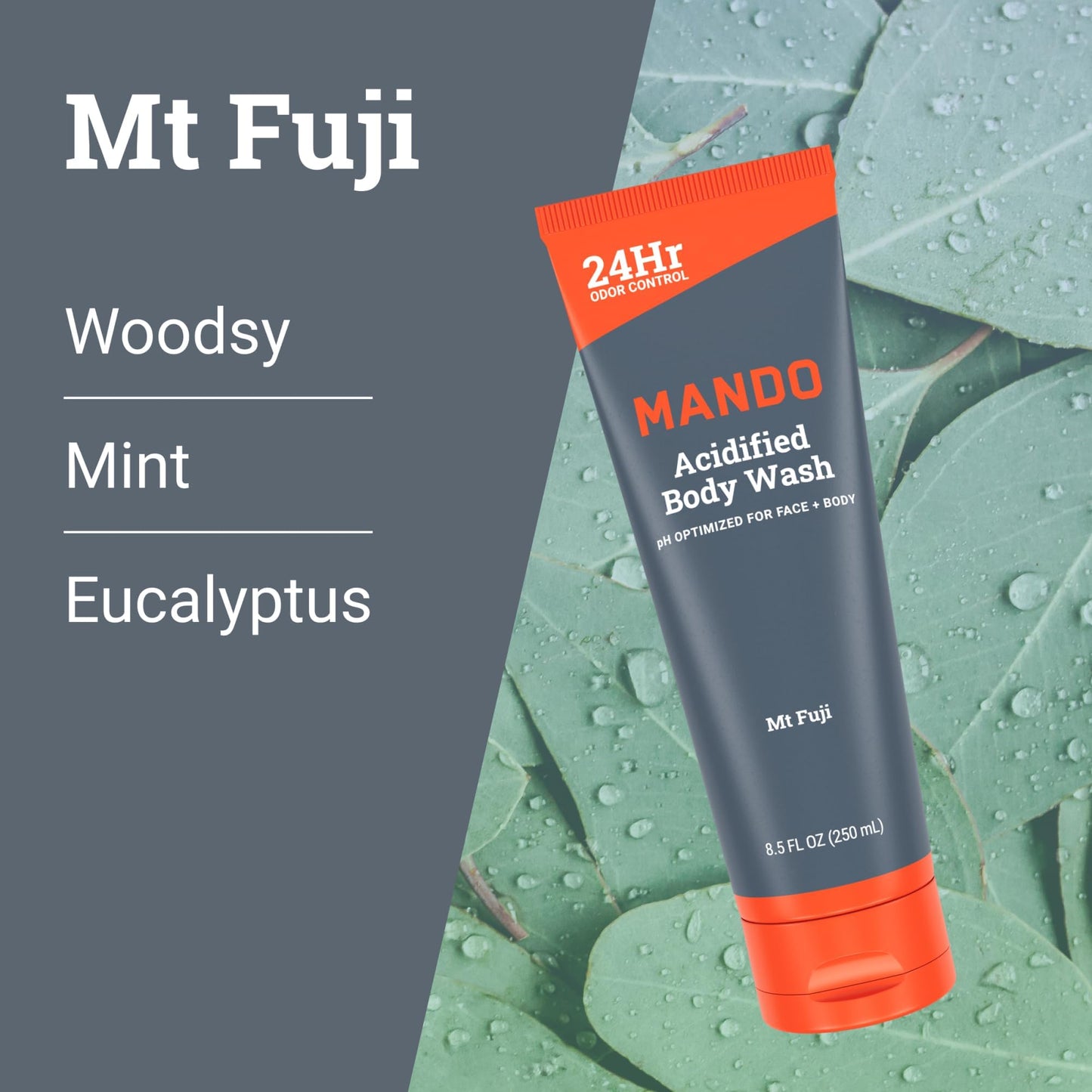 Mando Odor Shield Body Wash - 24 Hour Control - Removes Odor Better than Soap - SLS and Paraben Free, Skin Safe - 8.5 Ounce (Mt Fuji) Beauty & Personal Care Mando