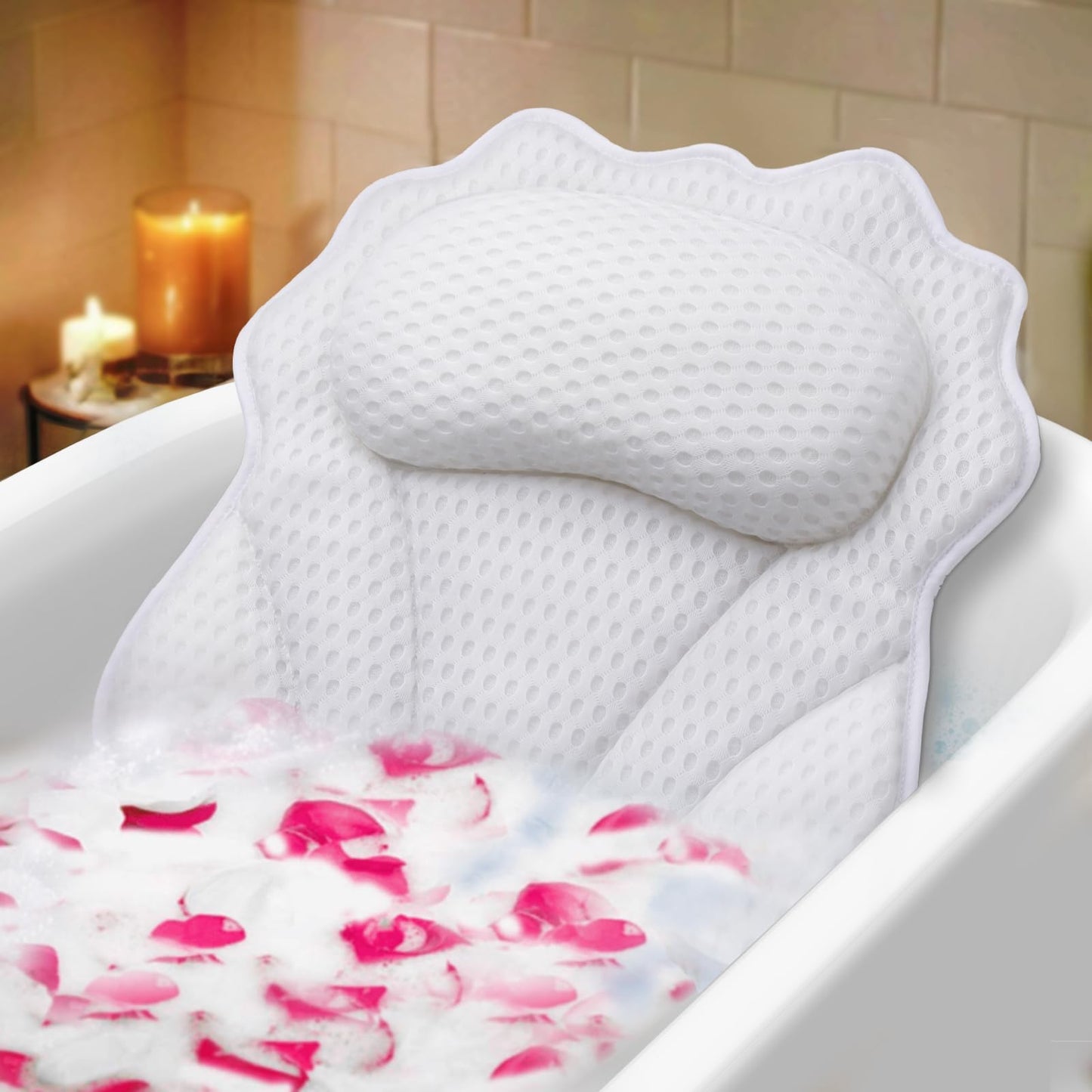 Bath Pillow RUVINCE Ergonomic Luxury Bathtub Pillow with Head,Neck, Shoulder and Back Support, 4D Bath Pillows for tub with 6 Powerful Suction Cups Beauty and Personal Care RUVINCE