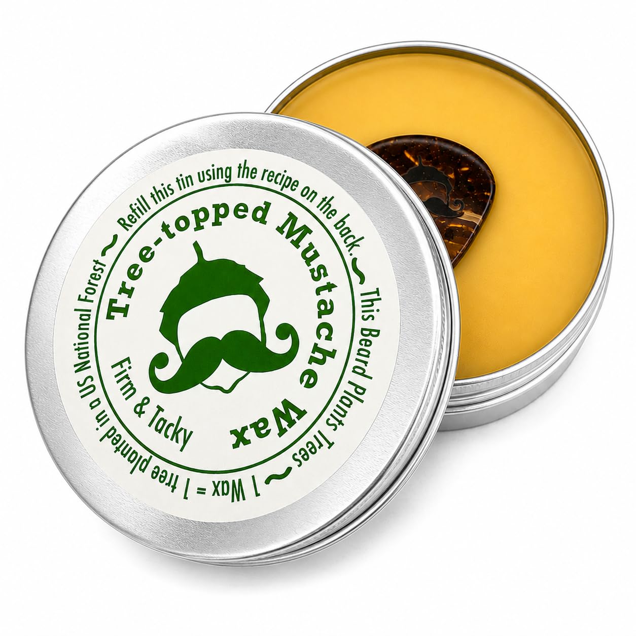 Green Beard Grmng Tree-Topped Mustache Wax for Men - Firm & Tacky Hold with Natural Beeswax & Hempseed Oil - Styles, Shapes & Controls 2 Ounce (Pack Beauty and Personal Care Green Beard Grmng