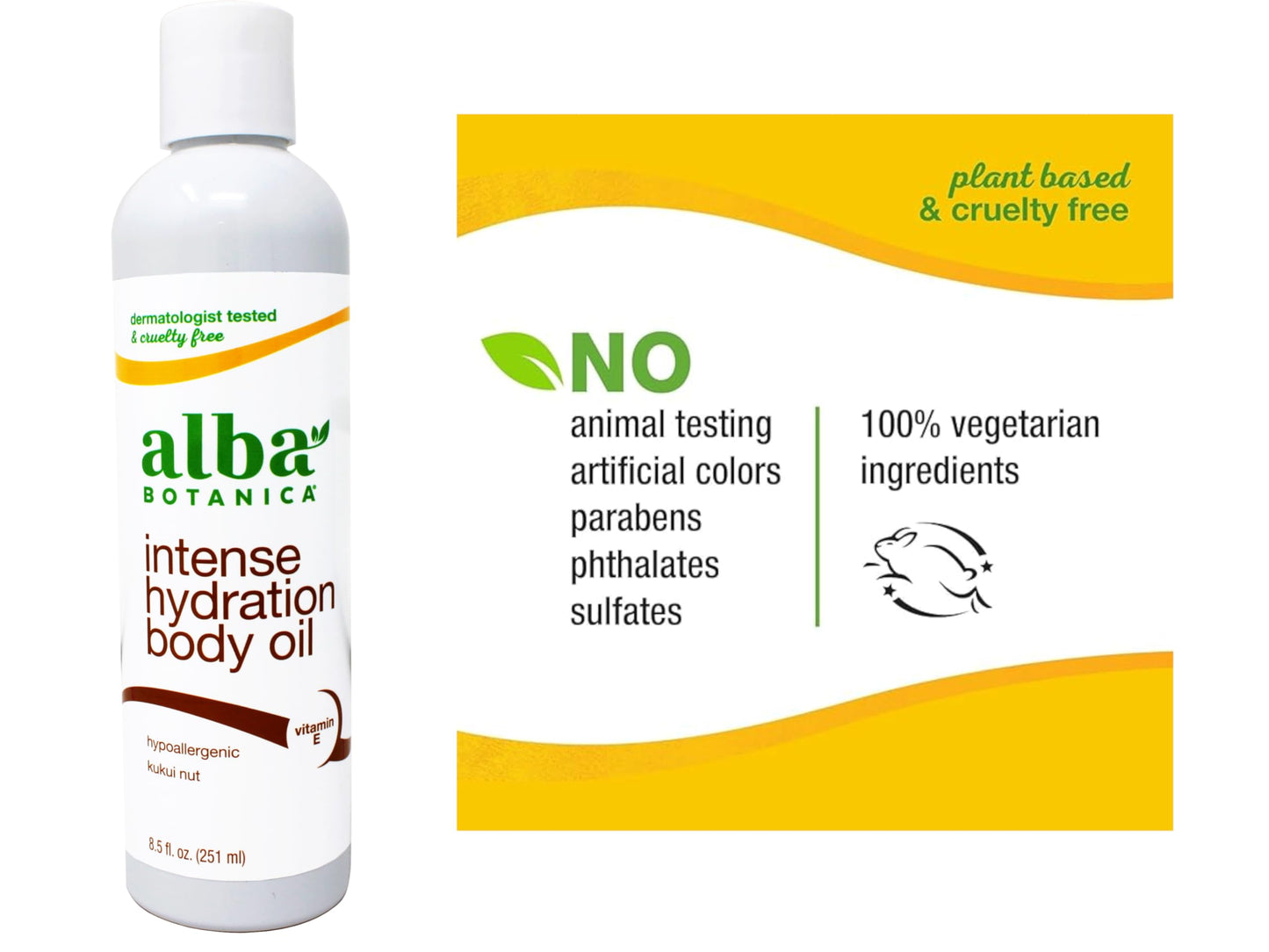 Alba Botanica Intense Hydration Body Oil, with Kukui Nut and Vitamin E, 8.5 FL OZ Beauty & Personal Care Alba Botanica