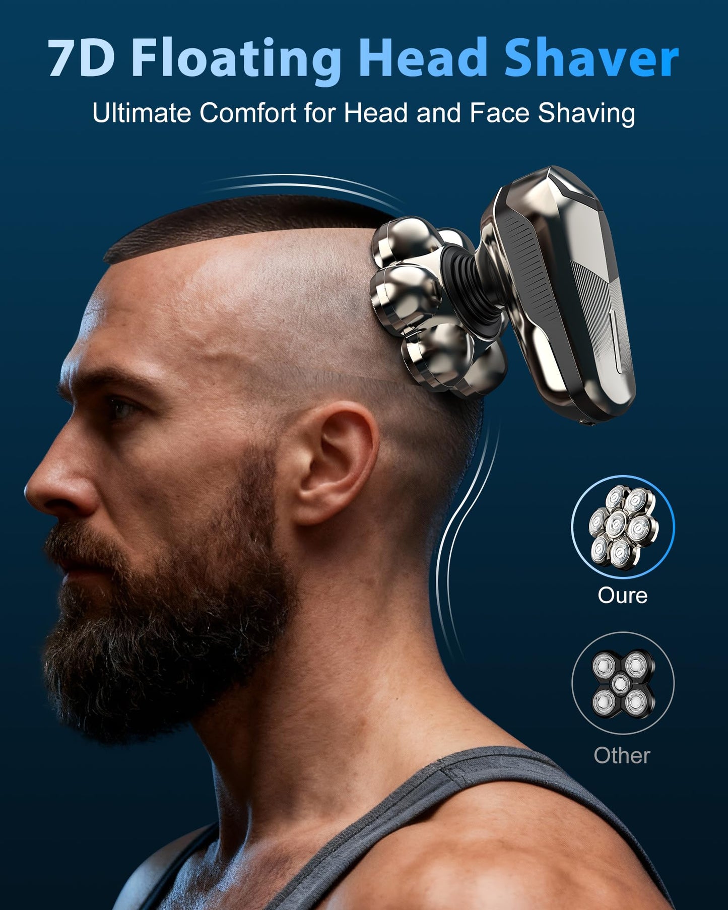 Head Shaver for Bald Men, 5-in-1 Electric Razor with 7D Floating & 2-Speed Modes, IPX7 Waterproof, LED Smart Display and Type-C Fast Charging Beauty and Personal Care SROT