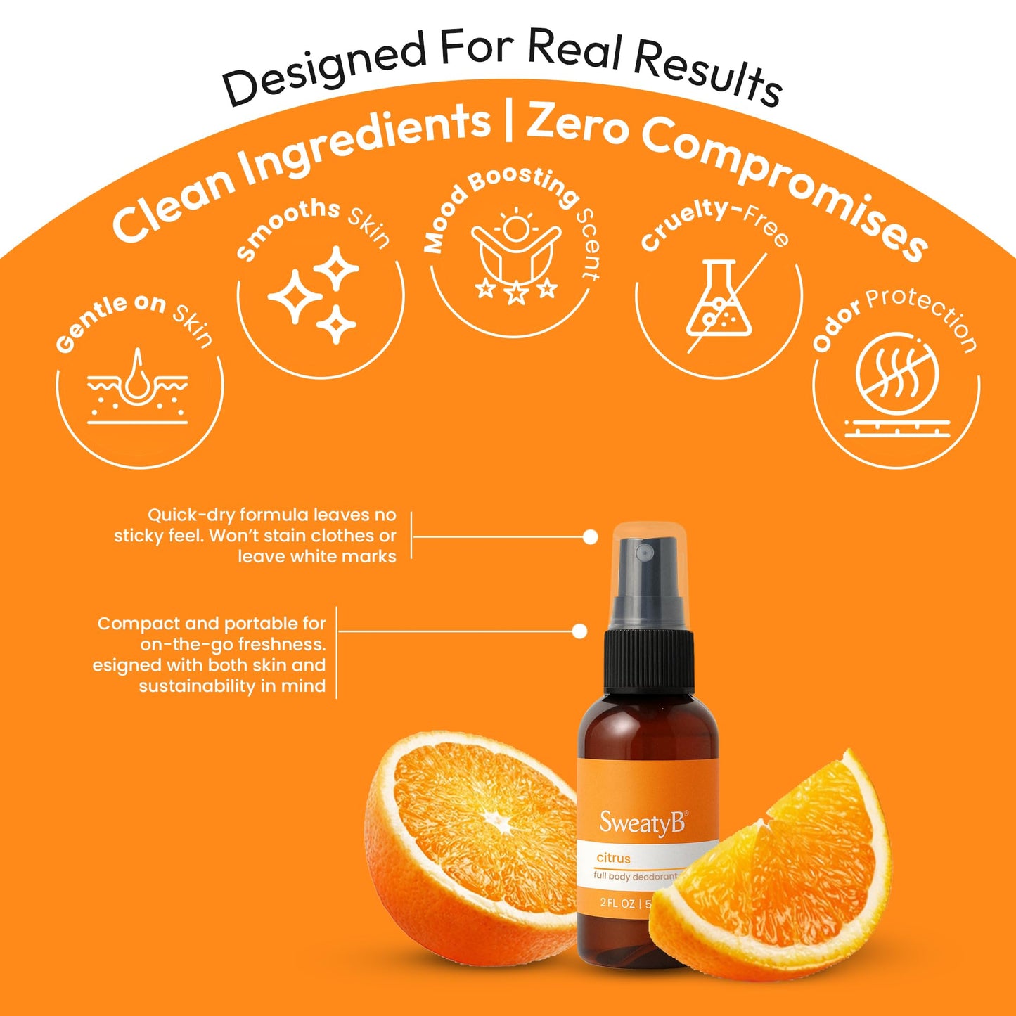 SweatyB® deodorant spray - Odor Protection with whole body deodorant for women & men - Travel Size, Skin-Safe, Vegan & Made in USA - Citrus body spray Beauty and Personal Care SweatyB