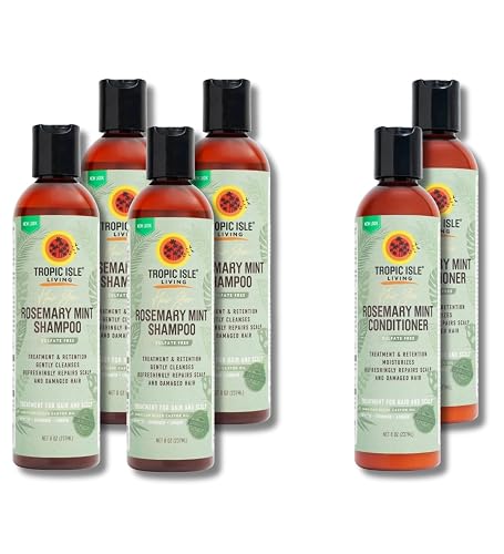 Tropic Isle Living 6x Hair Gro Rosemary Mint Shampoo 8oz and Conditioner 8 oz Gently Cleanses, Repairs & Nourishes with Mint, Aloe Vera & Shea Oil Beauty & Personal Care Tropic Isle Living