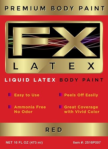 Liquid Latex - Face and Body Paint, Ammonia Free, Easy On and Off, Cosplay Makeup, Create Professional Monster, Zombie Arts 16 Oz (Red) Beauty & Personal Care Liquid Latex Fashions