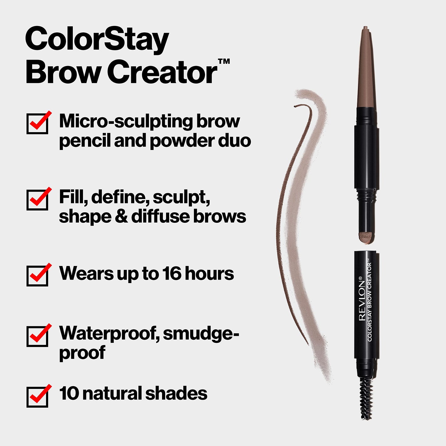 Revlon ColorStay Brow Creator, 2-in-1 Precise Eyebrow Pencil & Powder with Spoolie Brush, Waterproof & Long Lasting, 605 Soft Brown, 0.003 oz Beauty & Personal Care REVLON