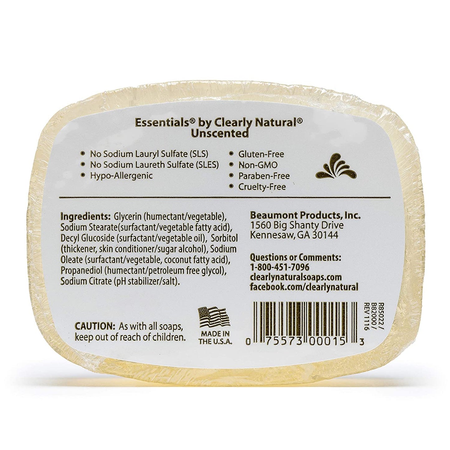 Clearly Natural Essentials Glycerin Bar Soap, Unscented, 4 Ounce, Pack of 12 (Packaging May Vary) Beauty & Personal Care Clearly Natural