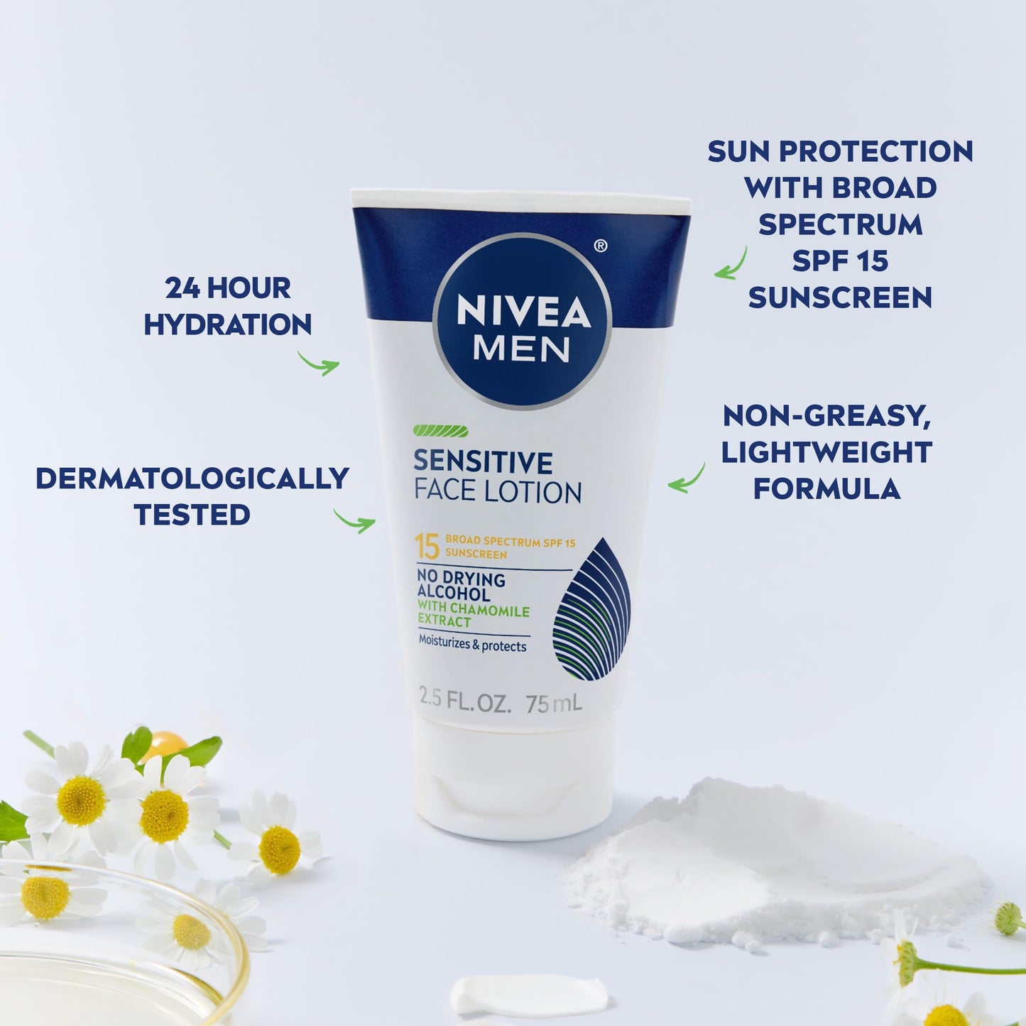 NIVEA MEN Sensitive Face Lotion with SPF 15, Broad Spectrum Sunscreen, 3 Pack of 2.5 Fl Oz Tubes Beauty & Personal Care NIVEA MEN