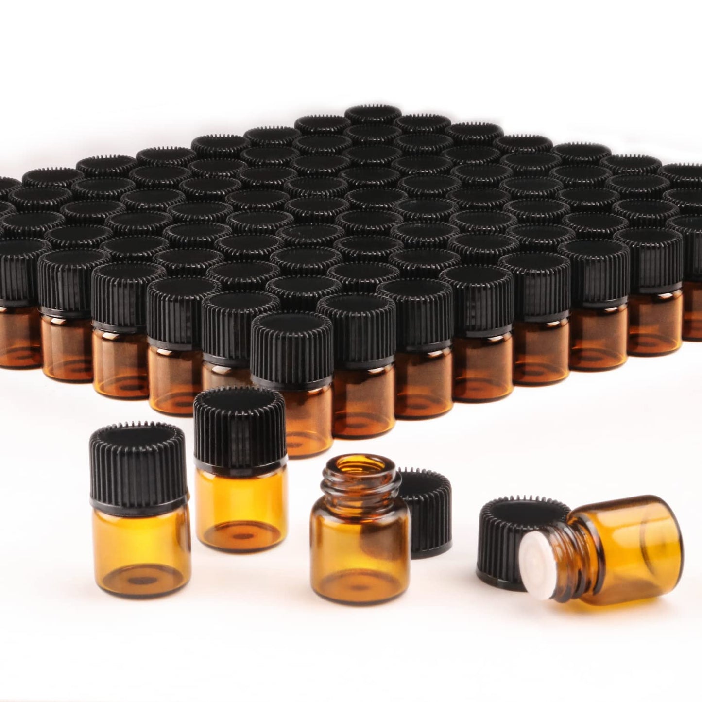 Wresty 100 Packs Essential Oil Bottles,1ml(1/4 dram) Mini Sample bottle Amber Glass Vials,With With 3 Free Dropper Beauty & Personal Care Wresty