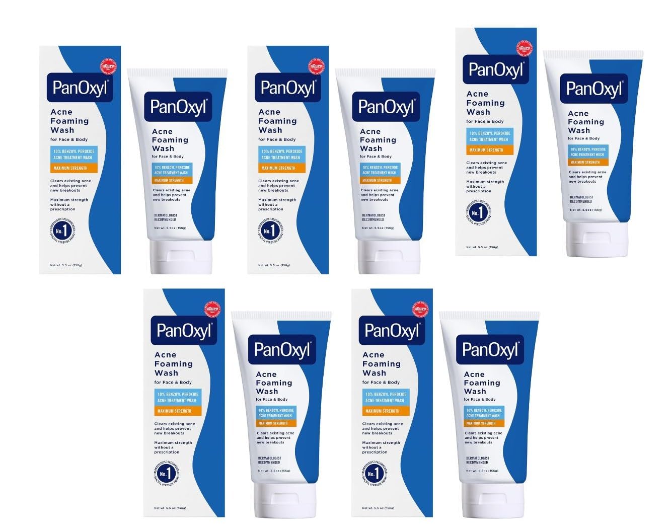 PanOxyl Foaming Acne Wash Maximum Strength 5.5 oz (Pack of 5) Beauty & Personal Care PanOxyl