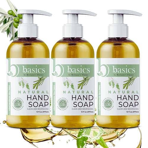 Brittanie's Thyme Basics Natural Olive Oil Hand Soap, Lemongrass Tea Tree - 12 fl oz, Pack of 3 - Cruelty Free, Vegan, No Synthetic Additives, No Beauty & Personal Care Brittanie's Thyme