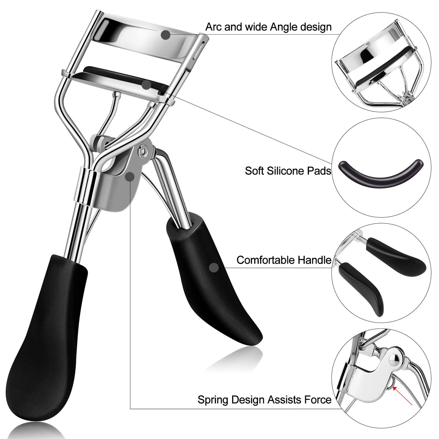 Zowor Eyelash Curler with Comb and Brush Fit All Eye Shape Curved Eyelash Curlers with 5PCS Silicone Refill Pad,Natural and Long Lasting Lash Curler Beauty & Personal Care Zowor