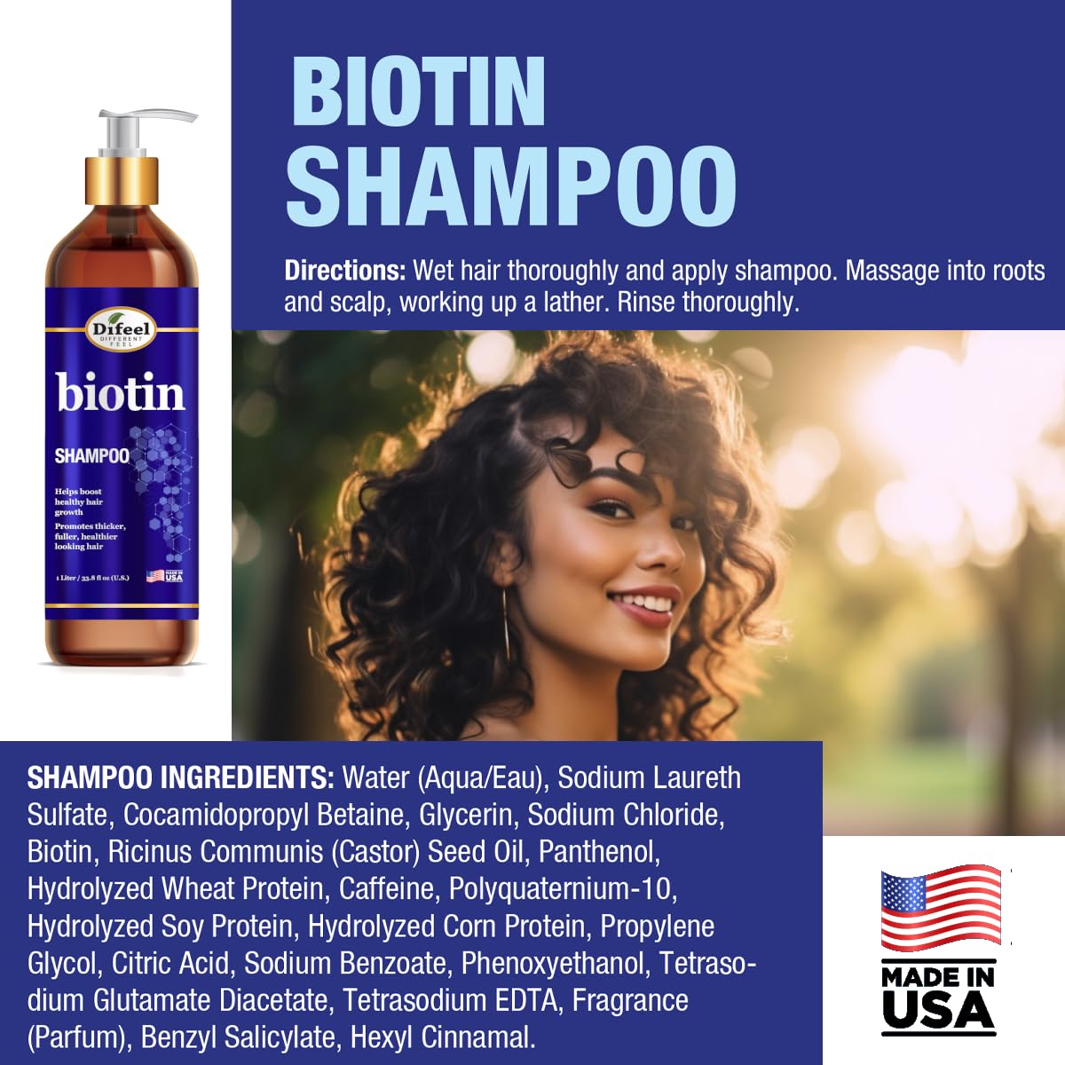 Difeel Elevated Biotin Shampoo 33.8oz, Conditioner 33.8oz & Oil 8oz 3-PC Large Boxed Gift Set Beauty & Personal Care Difeel