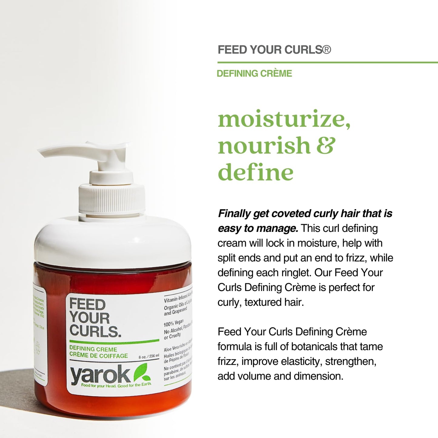 Yarok - Feed Your Curls Defining Creme - Organic Curl Cream and Curl Definer for Curly and Wavy Hair. Luxury Moisturizing Vegan Plant Based Formula Beauty & Personal Care YAROK FOOD FOR YOUR HEAD. GOOD FOR THE EARTH.