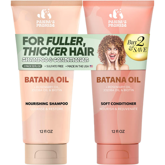 Panda's Promise Batana Oil Shampoo and Conditioner Set - Sulfate-Free Haircare with Batana Oil Nourishing Duo for Smooth, Soft and Manageable Hair Beauty & Personal Care Panda's Promise