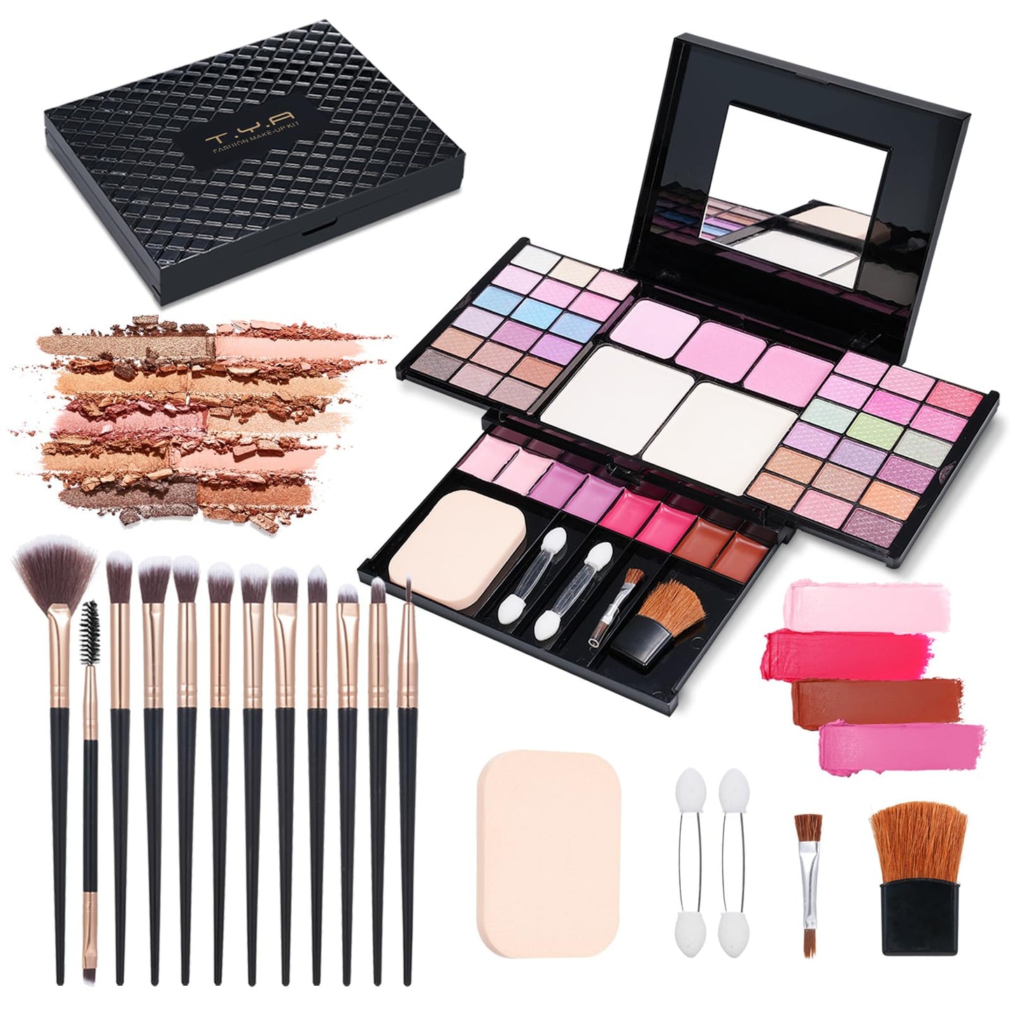 Makeup Kit Eyeshadow Palette for Women Full Gift Kit Girl Kids 49 Colors Makeup Set Combination Eyeshadow Palette with 12pcs Makeup Brushes Beauty & Personal Care KAVCENT