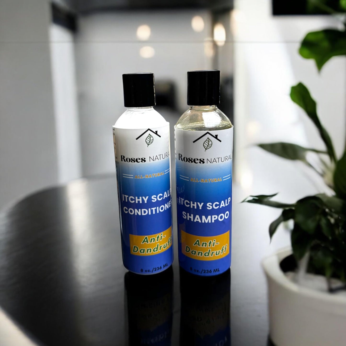 Itchy Scalp Shampoo & Conditioner Set, 8 oz Each, African Black Soap Shampoo, Dandruff shampoo & Conditioner, All-Natural Treatment, Dry & Itchy Scalp Beauty & Personal Care Roses Natural