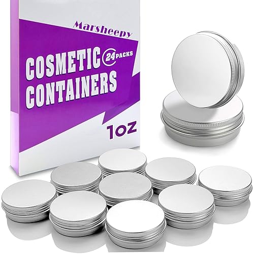 30 ml?1 oz?24 Pack Silver Aluminum Round Lip Balm Tin Storage Jar Containers with Screw Cap for Lip Balm, Cosmetic, Candles Beauty & Personal Care Marsheepy