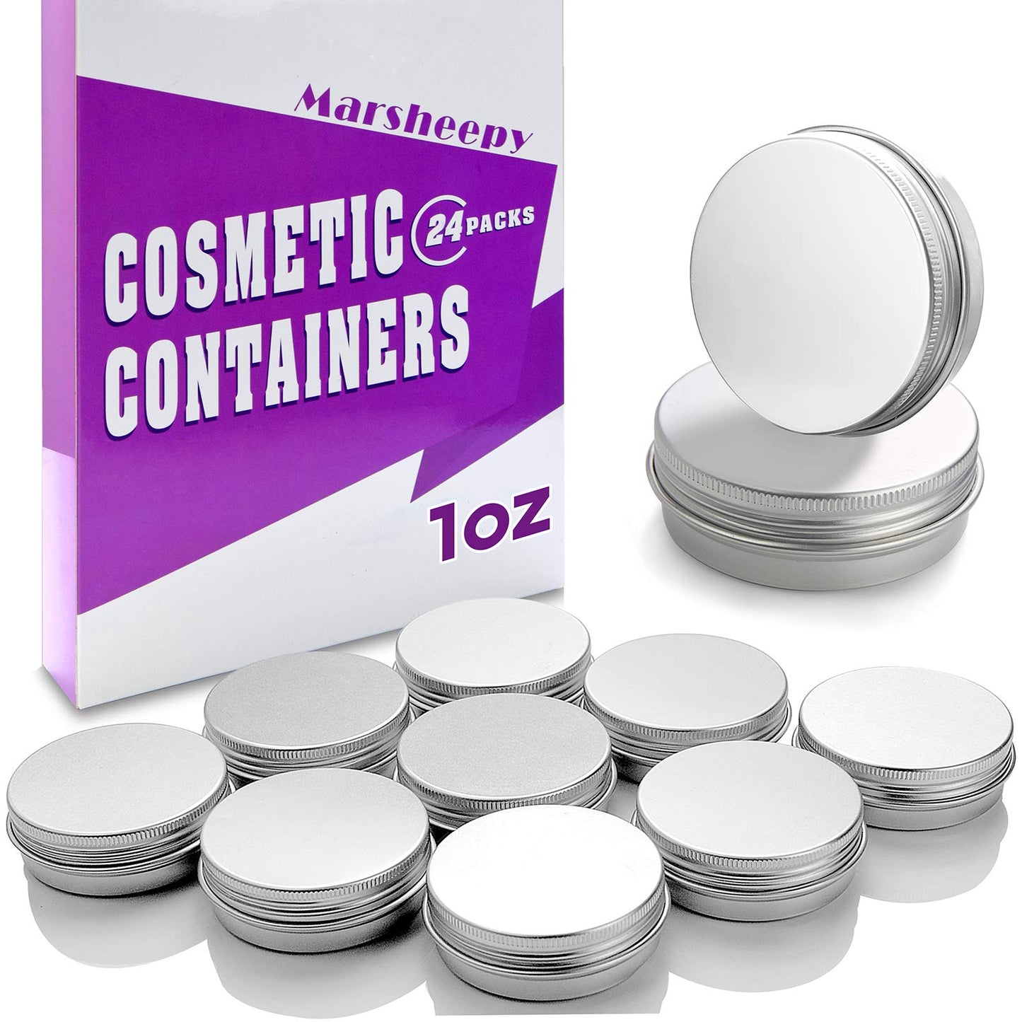 30 ml?1 oz?24 Pack Silver Aluminum Round Lip Balm Tin Storage Jar Containers with Screw Cap for Lip Balm, Cosmetic, Candles Beauty & Personal Care Marsheepy