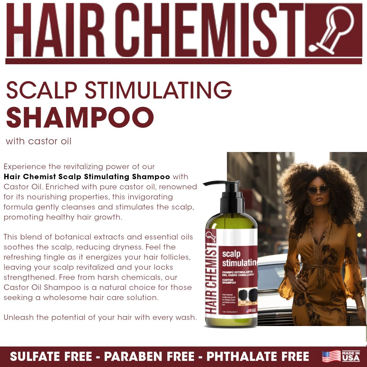 Hair Chemist Scalp Stimulating Castor Oil Shampoo 33.8 oz. & Conditioner 33.8 oz. Set - 2-PC Gift Box - Castor Oil Hair Shampoo and Castor Oil Hair Beauty & Personal Care Hair Chemist