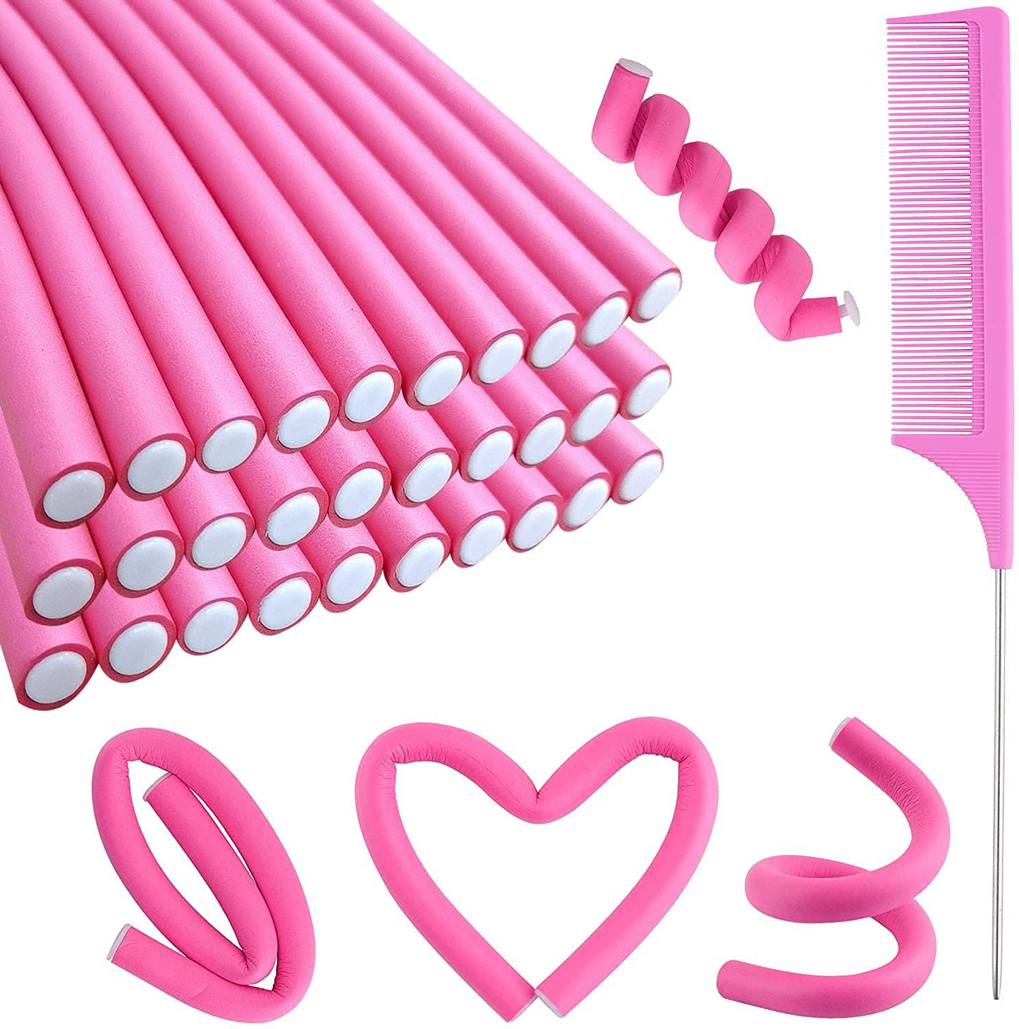 30PCS 9.45" Flexi Rods Curlers Set for Short and Long Hair, No Heat Foam Rollers with Steel Comb Buytta Beauty & Personal Care Buytta