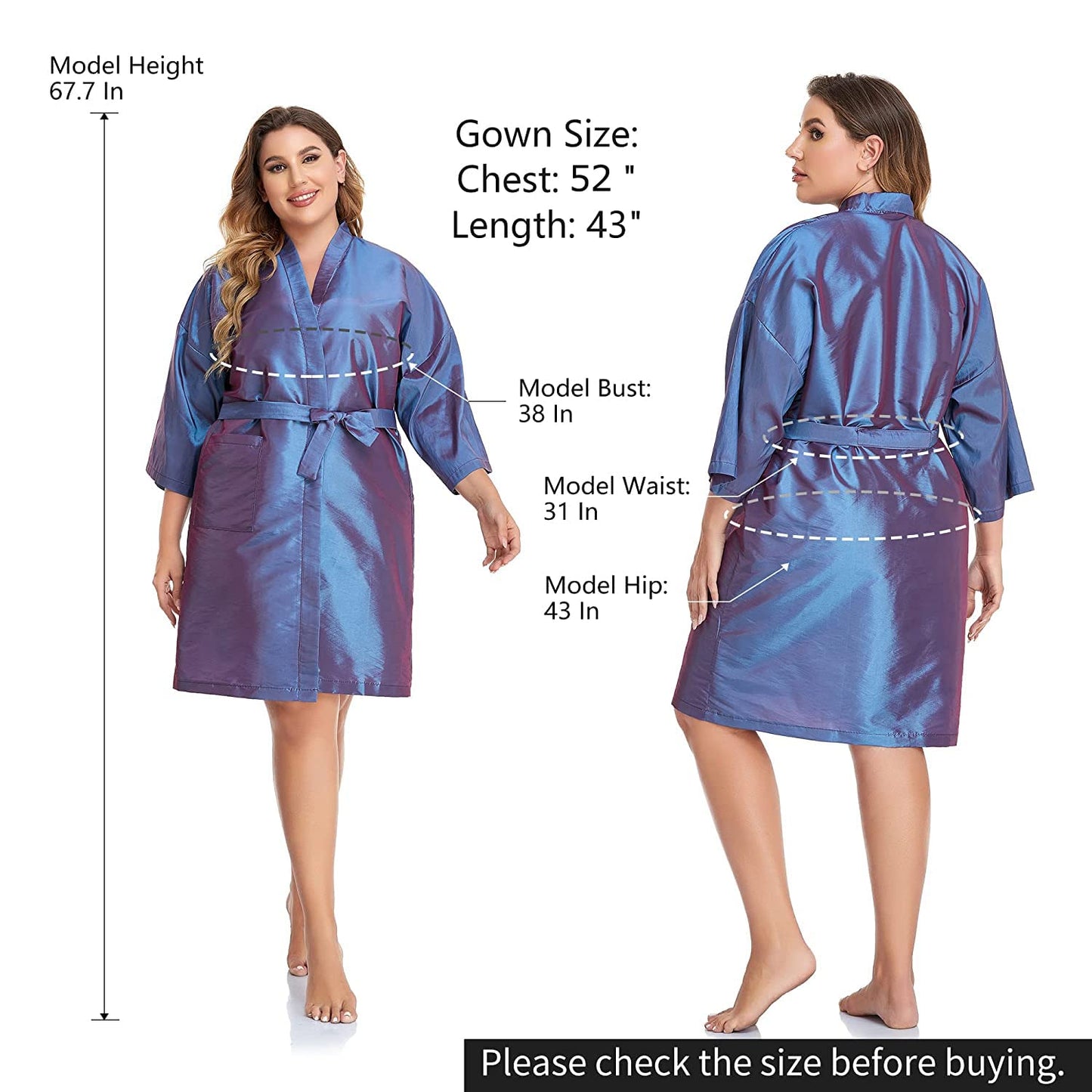 PERFEHAIR Salon Client Gown Robes Cape, Hair Salon Smock for Clients- Kimono Style (Purple) Beauty & Personal Care PERFEHAIR