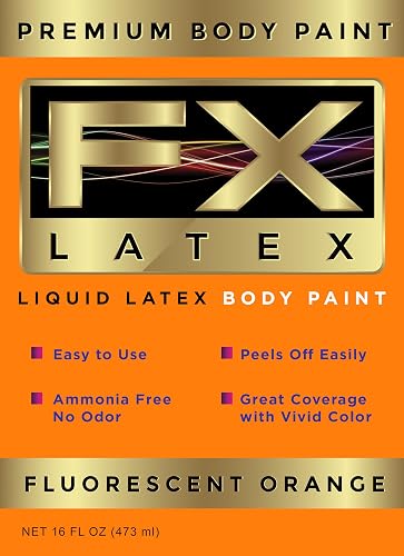 Liquid Latex - Face and Body Paint, Ammonia Free, Easy On and Off, Cosplay Makeup, Create Professional Monster, Zombie Arts 16 Oz (Fluorescent Orange) Beauty & Personal Care Liquid Latex Fashions