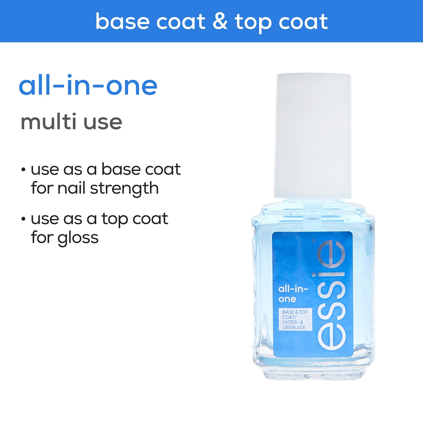 essie All-In-One Base Coat + Top Coat + Strengthener Nail Polish, 0.46 Ounces (Packaging May Vary) Beauty & Personal Care essie