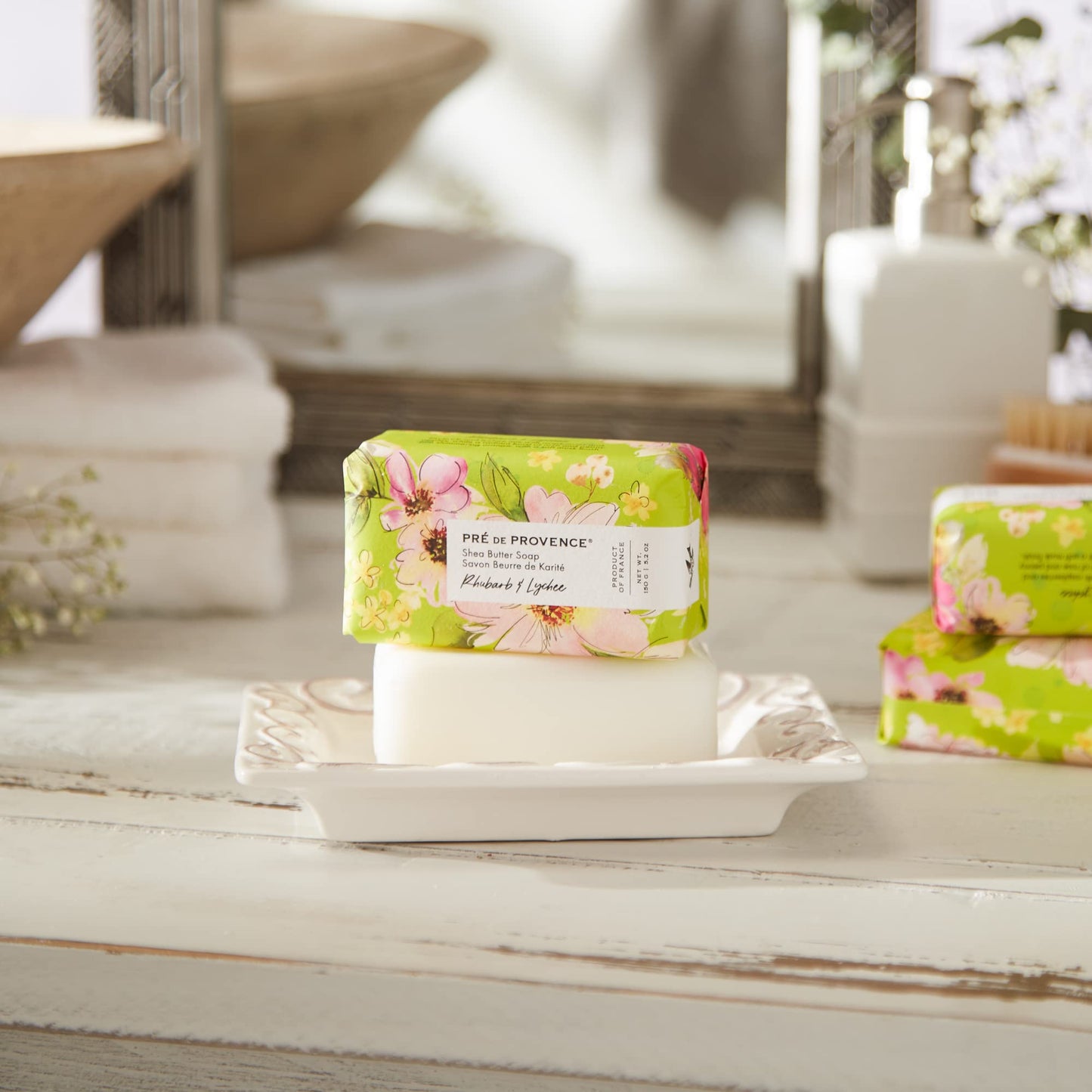 Pre de Provence Wrapped Artisanal Soap Bar, Organic Shea Butter Enriched, Natural French Skincare, Quad Milled for a Rich Smooth Lather, Rhubarb Beauty & Personal Care Pre de Provence