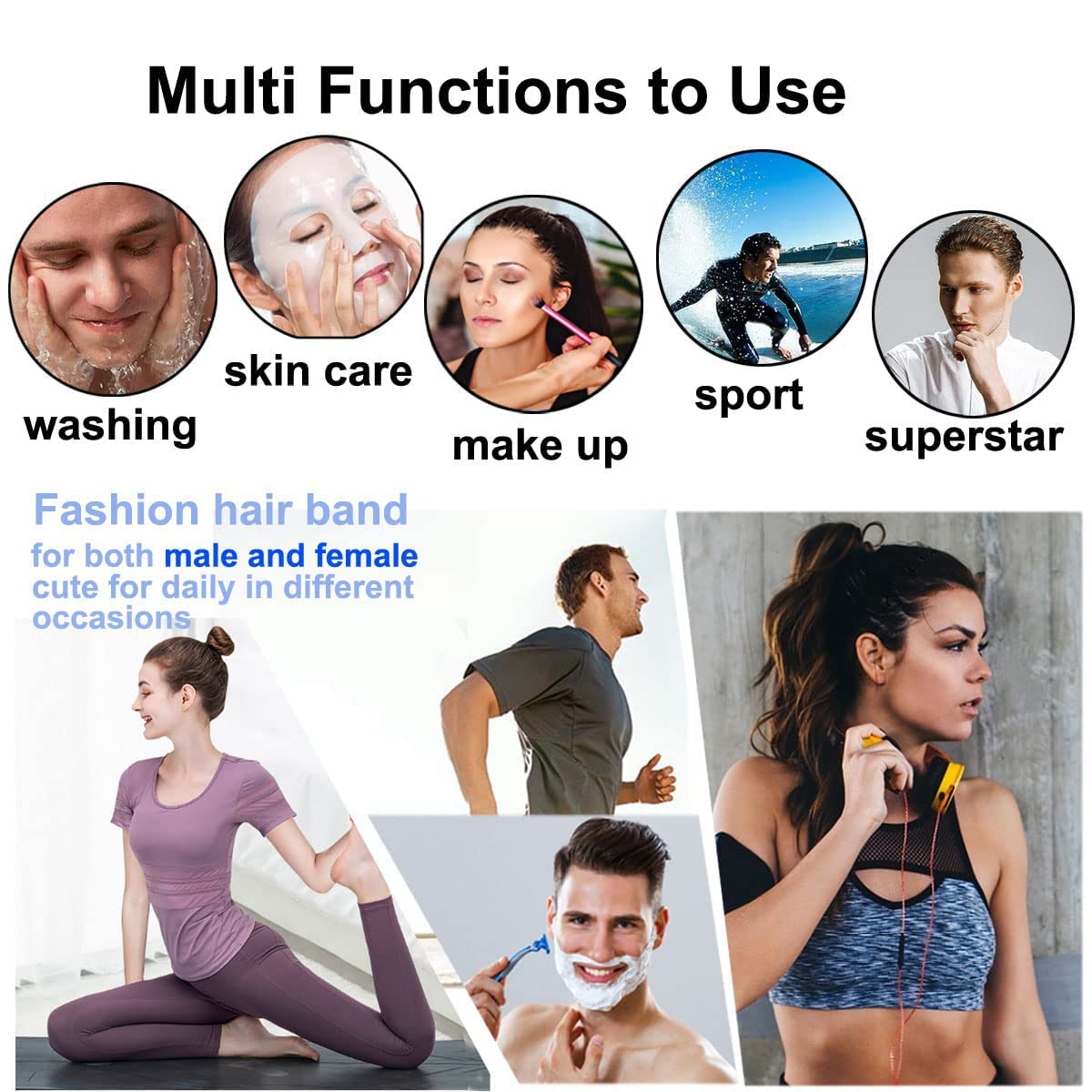 KELUBATU Metal Headband for Men, Adjustable Wavy Hair Band, Black-I-1 Pcs Beauty and Personal Care KELUBATU