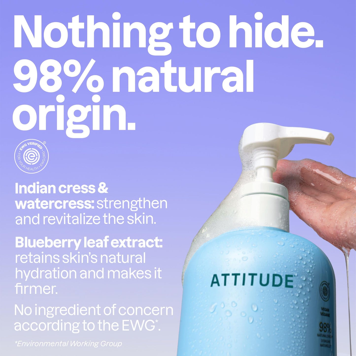 ATTITUDE Body Wash, EWG Verified Shower Gel, Dermatologically Tested, Plant and Mineral-Based, Vegan Personal Care Products, Extra Gentle, Unscented Beauty & Personal Care ATTITUDE