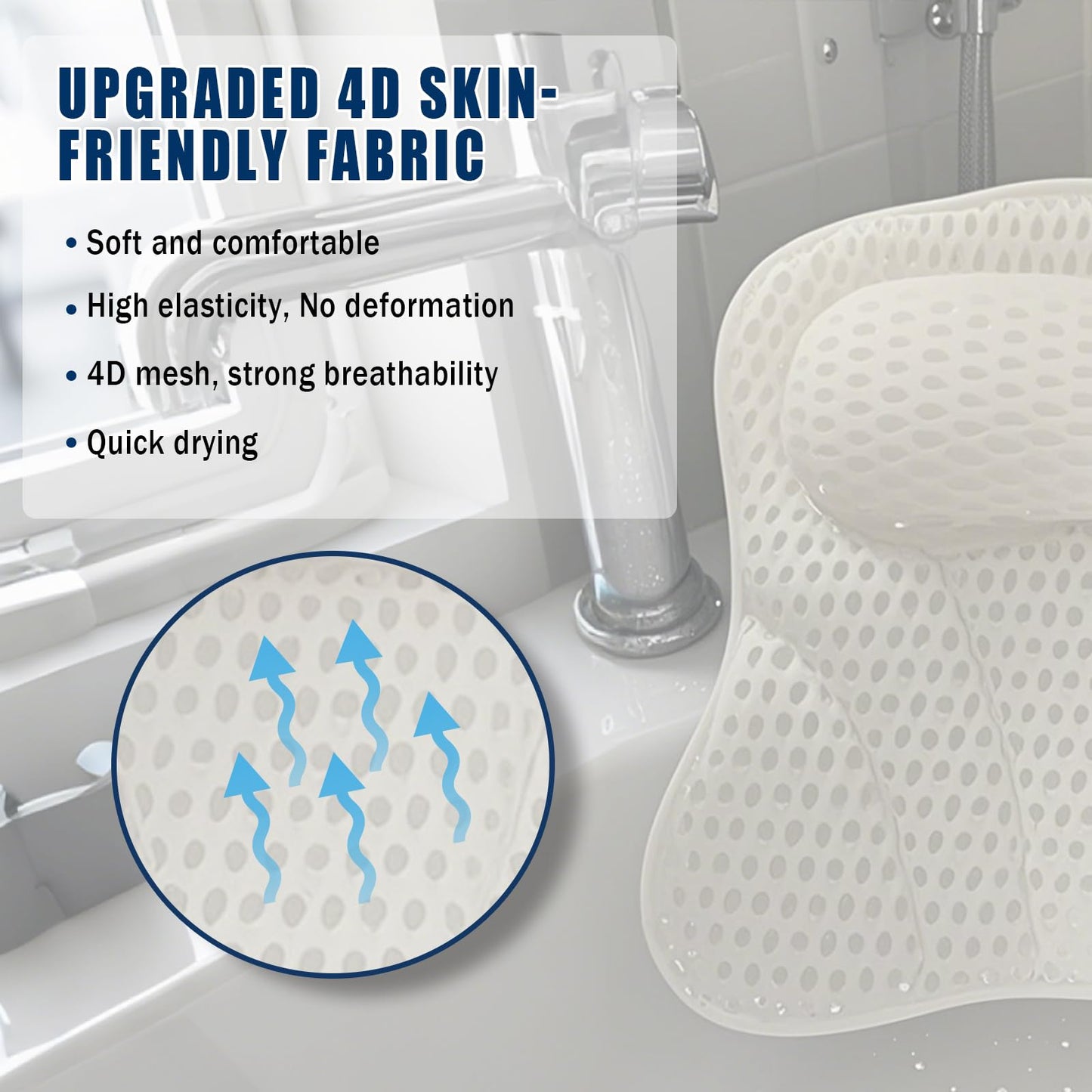 Bath Pillow Bathtub Pillow, Thick Padded Ergonomic Bathtub Headrest for Tub Neck and Back Support with Soft 4D Mesh Fabric and Six Non-Slip Suction Beauty and Personal Care Fan_Ruen