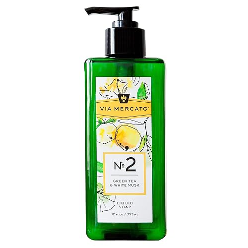 Via Mercato Liquid Soap, Shea Butter Enriched (12 oz), No. 2 - Green Tea & White Musk Beauty & Personal Care Via Mercato