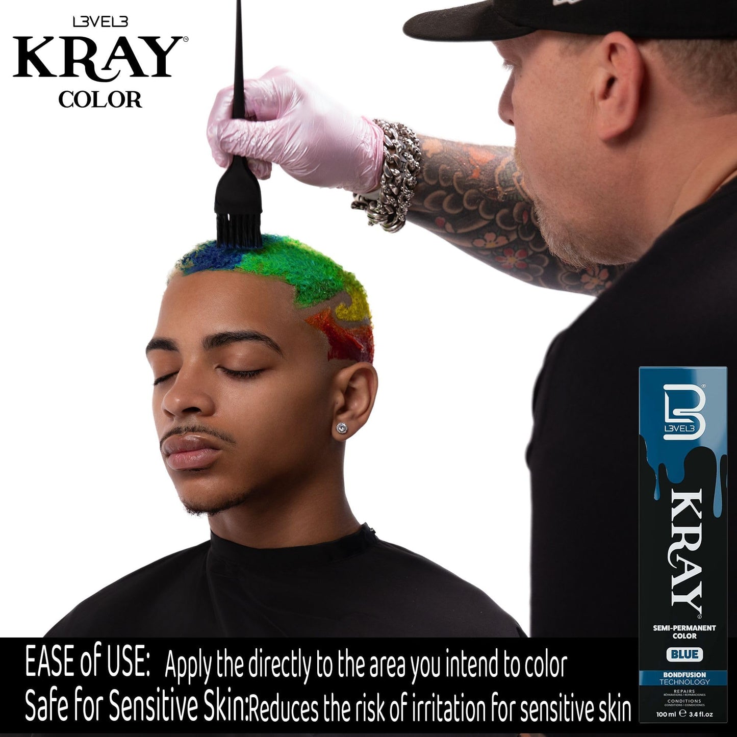 L3 - Level 3 Kray Semi Permanent Hair Color - Semi Permanent Hair Dye with Aloe Vera - Blue Beauty & Personal Care L3